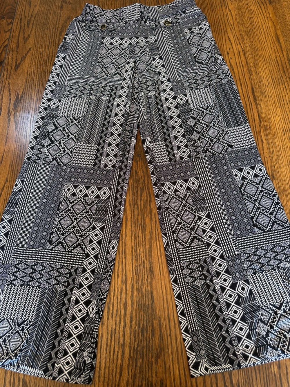 Boho Patchwork Wide Leg Pants Stretch Waist Flowing Festival Summer